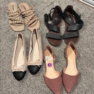Madden Girl Two-Tone Ballet Flats in Beige and Black